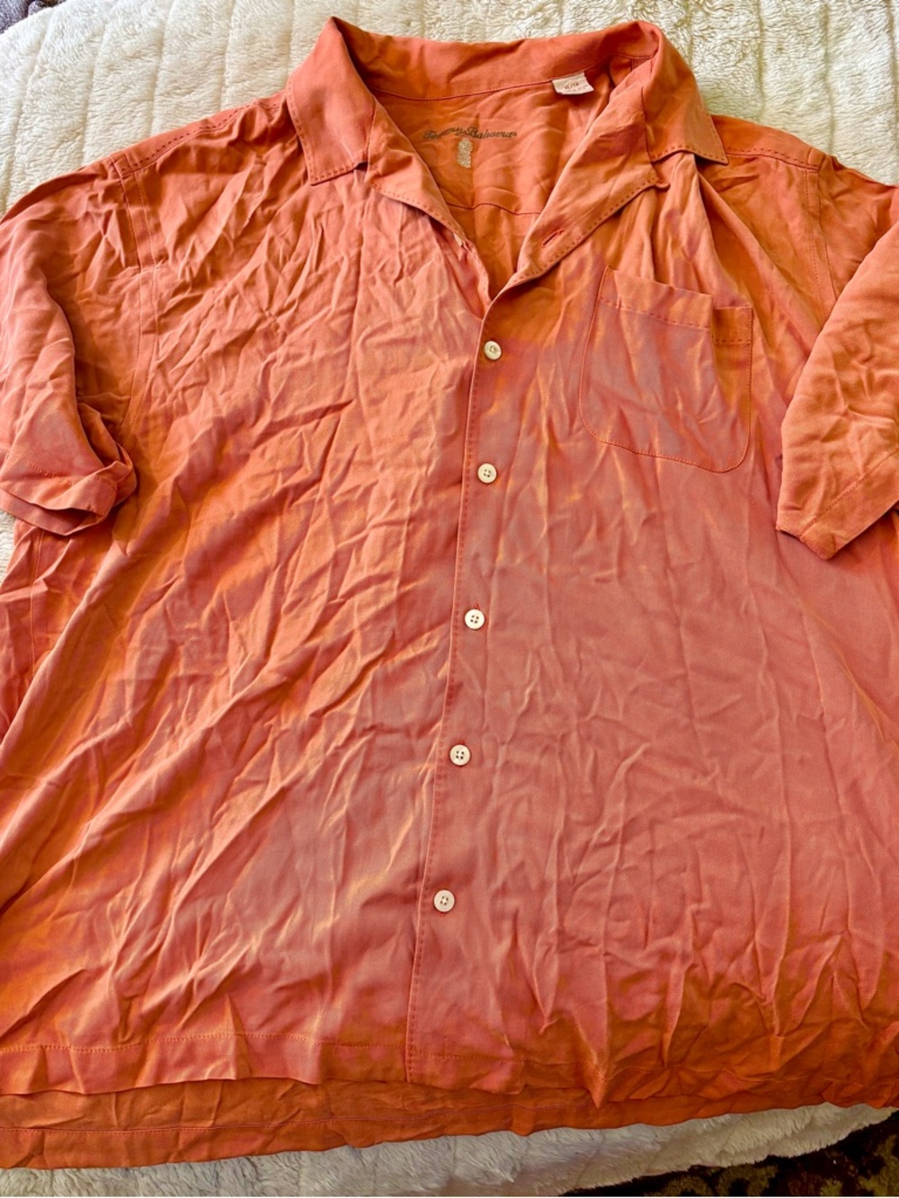 Tommy Bahama Orange Short-Sleeve Button-Down Camp Shirt